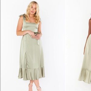 Claire Midi Dress Moss Green Luxe Satin